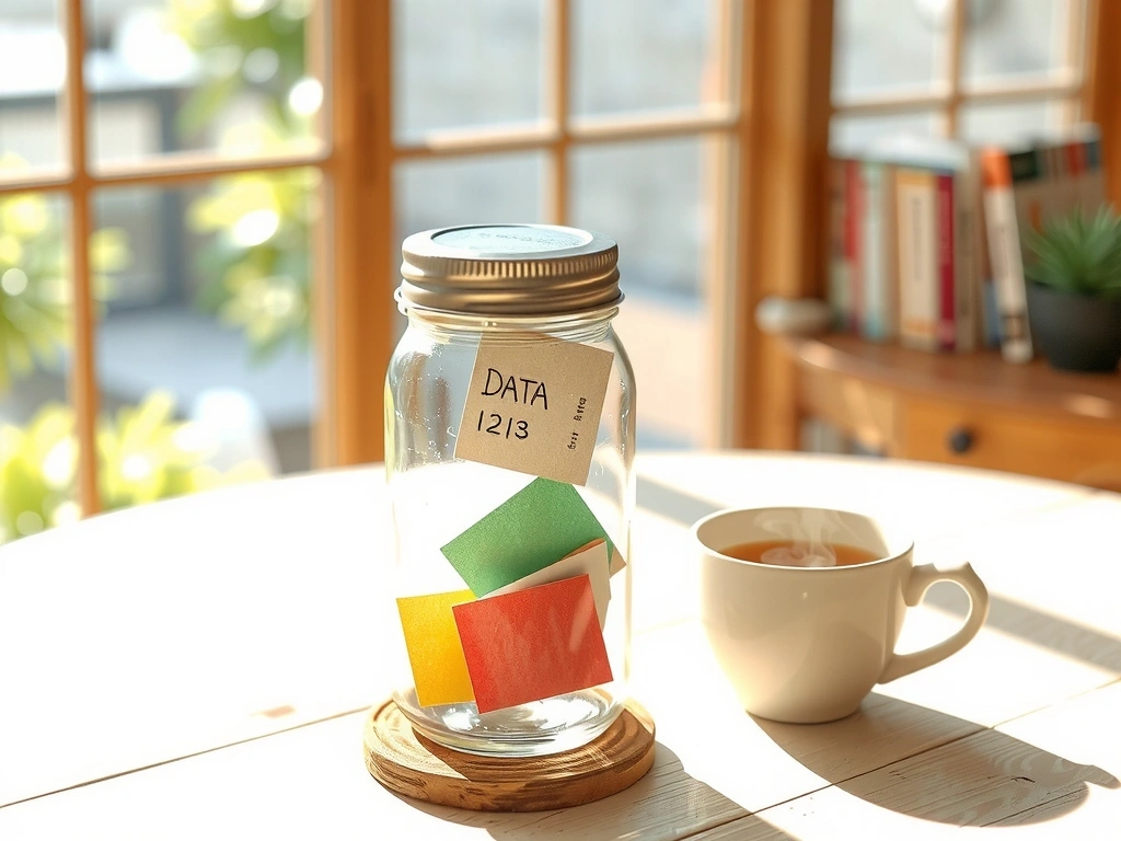 Abstrakte Darstellung von Daten und Privatsphäre im Miyazaki-Stil